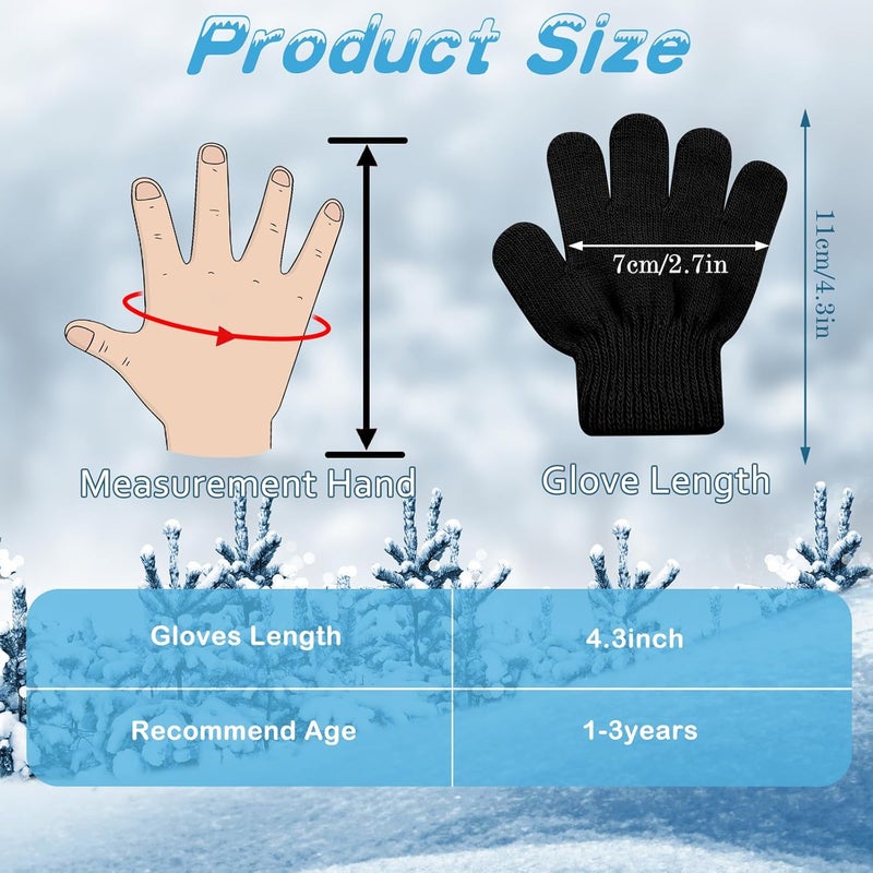 ONESING 6 Pair Baby Gloves Toddler Gloves Toddler Winter Gloves Kids Gloves Winter Stretchy Knit Gloves for Kids Boys Girls - Image 2